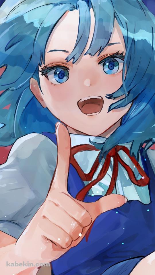 指でサインを作るチルノ / 東方のAndroidの壁紙(540px x 960px) スマホ用