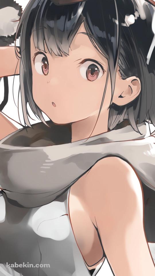 頭に手をあてる可愛い射命丸文 / 白い羽 / 東方のAndroidの壁紙(540px x 960px) スマホ用