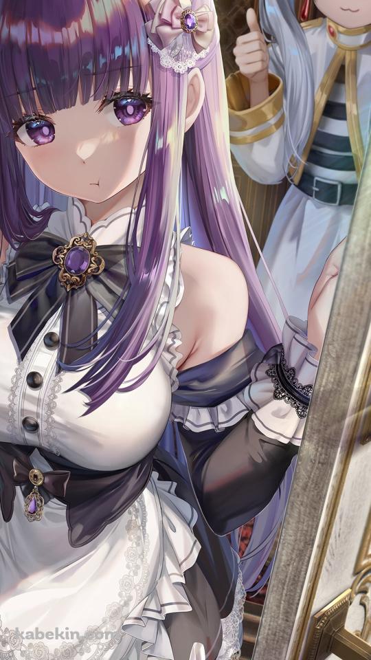 メイド姿のフェルン / グッドポーズをするフリーレン / 葬送のフリーレンのAndroidの壁紙(540px x 960px) スマホ用