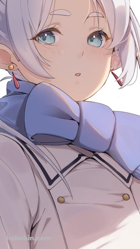 マフラーをリボンのように巻くフリーレン / 可愛い / 葬送のフリーレンのAndroidの壁紙(480px x 854px) スマホ用