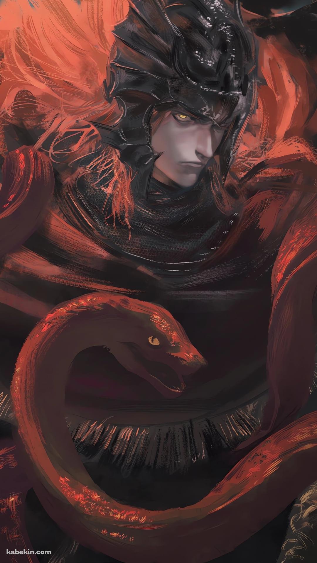 赤い蛇とこちらを見つめる串刺し公メスメル / エルデンリングのAndroidの壁紙(1080px x 1920px) スマホ用