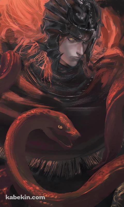 赤い蛇とこちらを見つめる串刺し公メスメル / エルデンリングのAndroidの壁紙(480px x 800px) スマホ用