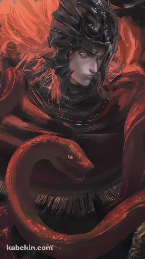 赤い蛇とこちらを見つめる串刺し公メスメル / エルデンリングのAndroidの壁紙(480px x 854px) スマホ用