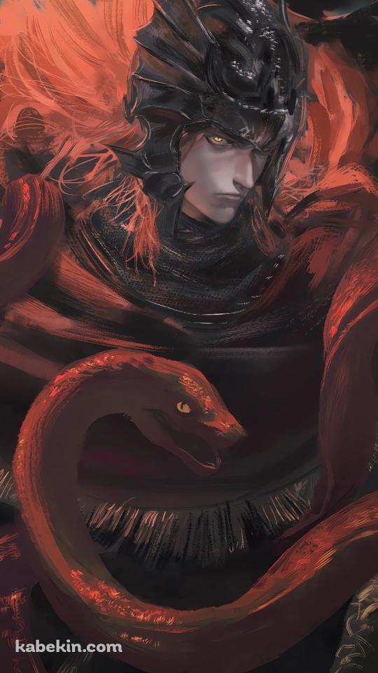 赤い蛇とこちらを見つめる串刺し公メスメル / エルデンリングのAndroidの壁紙(540px x 960px) スマホ用