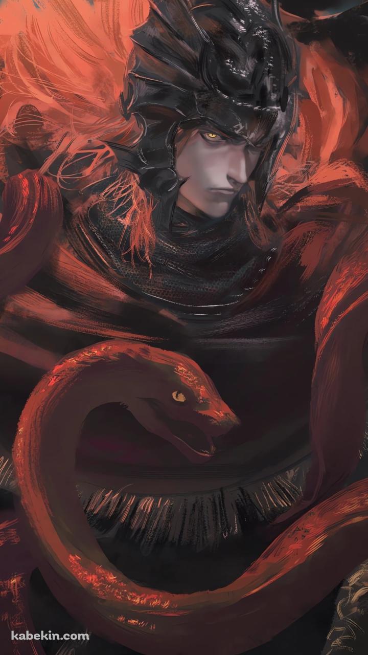 赤い蛇とこちらを見つめる串刺し公メスメル / エルデンリングのAndroidの壁紙(720px x 1280px) スマホ用