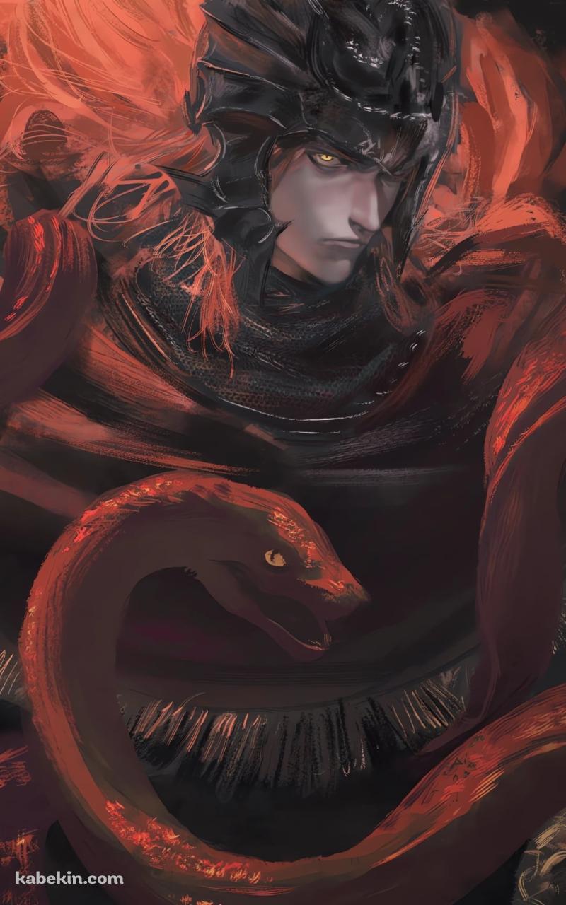 赤い蛇とこちらを見つめる串刺し公メスメル / エルデンリングのAndroidの壁紙(800px x 1280px) スマホ用