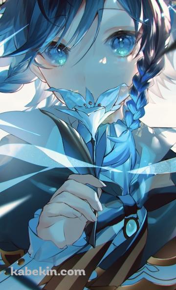 青い花を持つウェンティ / 原神のAndroidの壁紙(360px x 592px) スマホ用