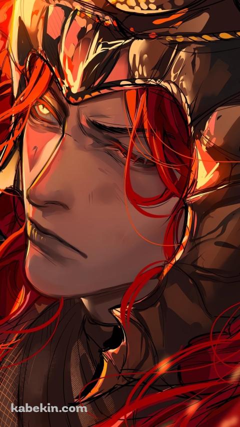 炎に包まれた串刺し公メスメル / エルデンリングのAndroidの壁紙(480px x 854px) スマホ用