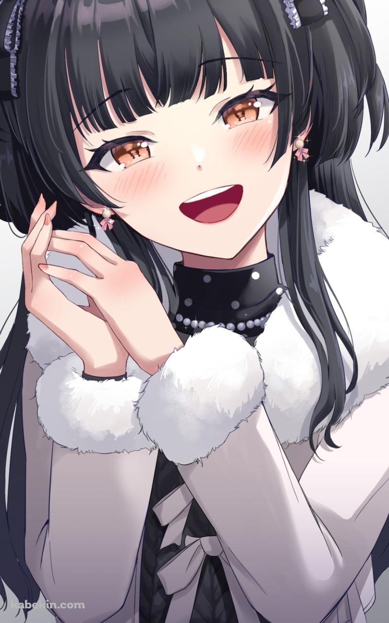頬を赤らめて笑顔の黛冬優子 / アイドルマスターのAndroidの壁紙(800px x 1280px) スマホ用