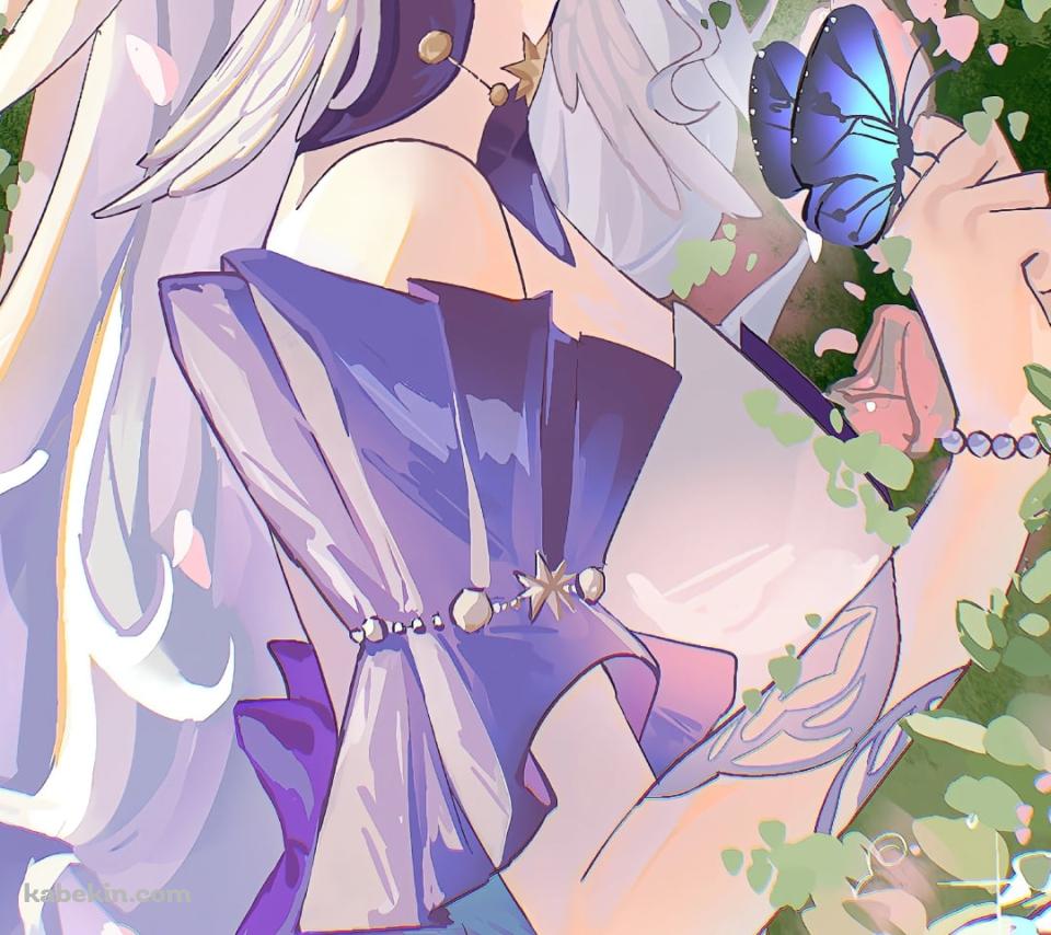 ピンクの薔薇とロビンと青い蝶 / 崩壊:スターレイルのAndroidの壁紙(960px x 854px) スマホ用