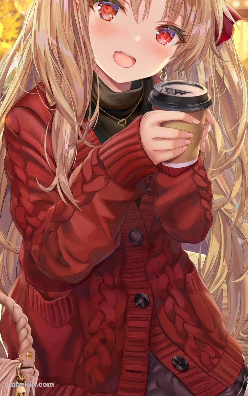ホットコーヒーを持つエレシュキガル / FateのAndroidの壁紙(800px x 1280px) スマホ用