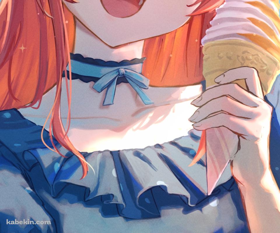 アイスクリームを持ちウィンクする喜多郁代 / ぼっち・ざ・ろっく!のAndroidの壁紙(960px x 800px) スマホ用