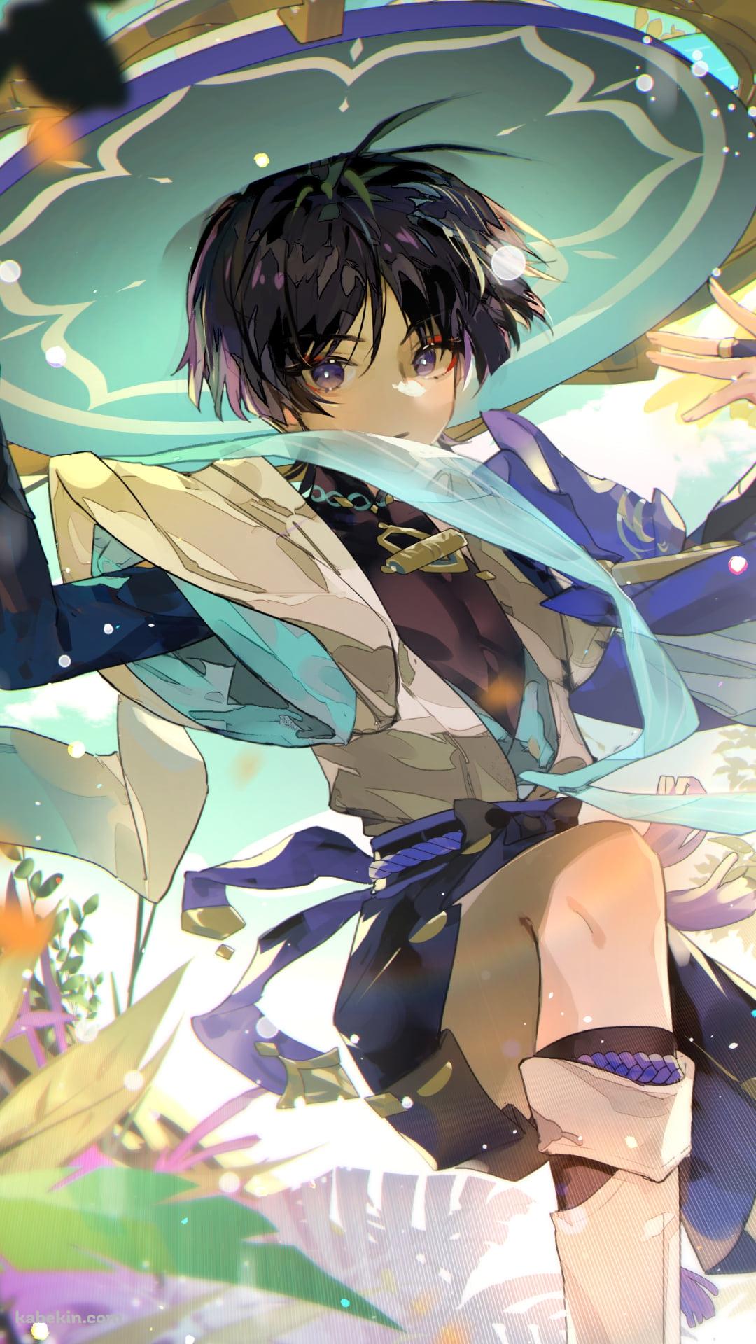 カラフルな草木とスカラマシュ / 放浪者 / 原神のAndroidの壁紙(1080px x 1920px) スマホ用