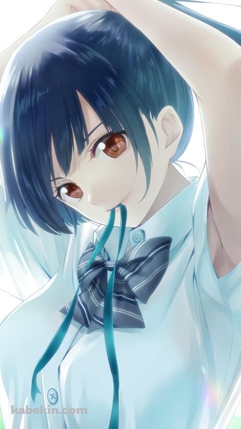 ポニーテールを結わく鶴河秋水 / 女神のカフェテラスのAndroidの壁紙(480px x 854px) スマホ用
