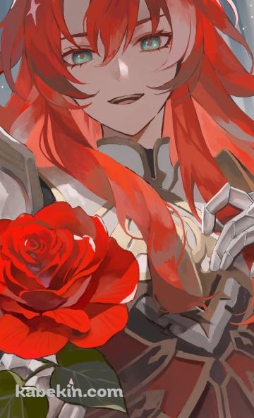 赤い薔薇を持つアルジェンティ / 崩壊:スターレイルのAndroidの壁紙(360px x 592px) スマホ用
