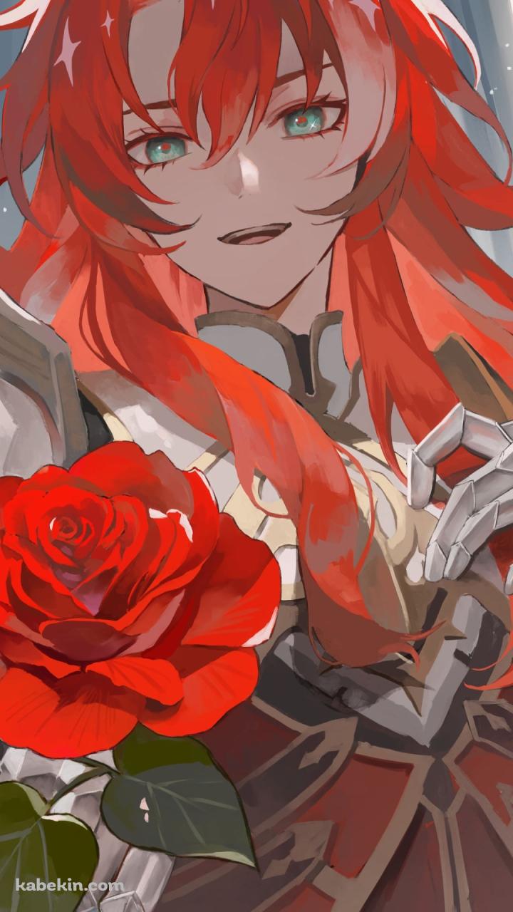 赤い薔薇を持つアルジェンティ / 崩壊:スターレイルのAndroidの壁紙(720px x 1280px) スマホ用