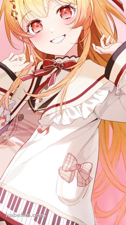 鍵盤が描かれた服を着る音乃瀬奏 / ホロライブ / バーチャルYouTuber / VtuberのAndroidの壁紙(480px x 854px) スマホ用