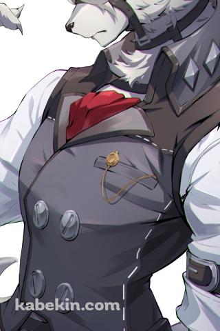 赤い瞳でこちらを見つめるフォン・ライカン / ゼンレスゾーンゼロのAndroidの壁紙(320px x 480px) スマホ用