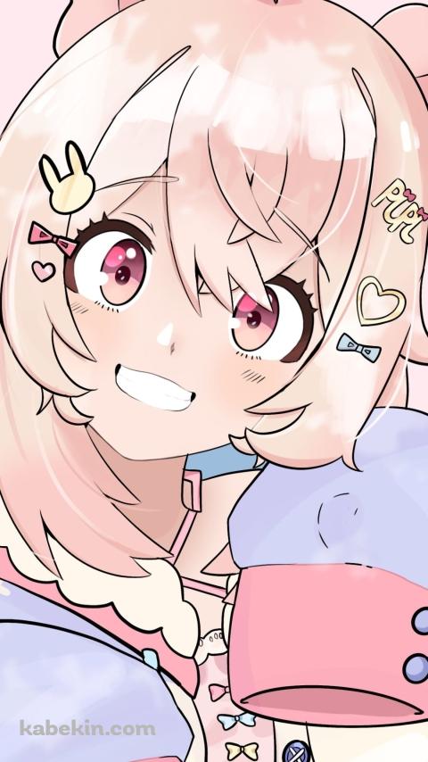 微笑むPipkin Pippa / うさ耳 / パステル / バーチャルYouTuber / VtuberのAndroidの壁紙(480px x 854px) スマホ用