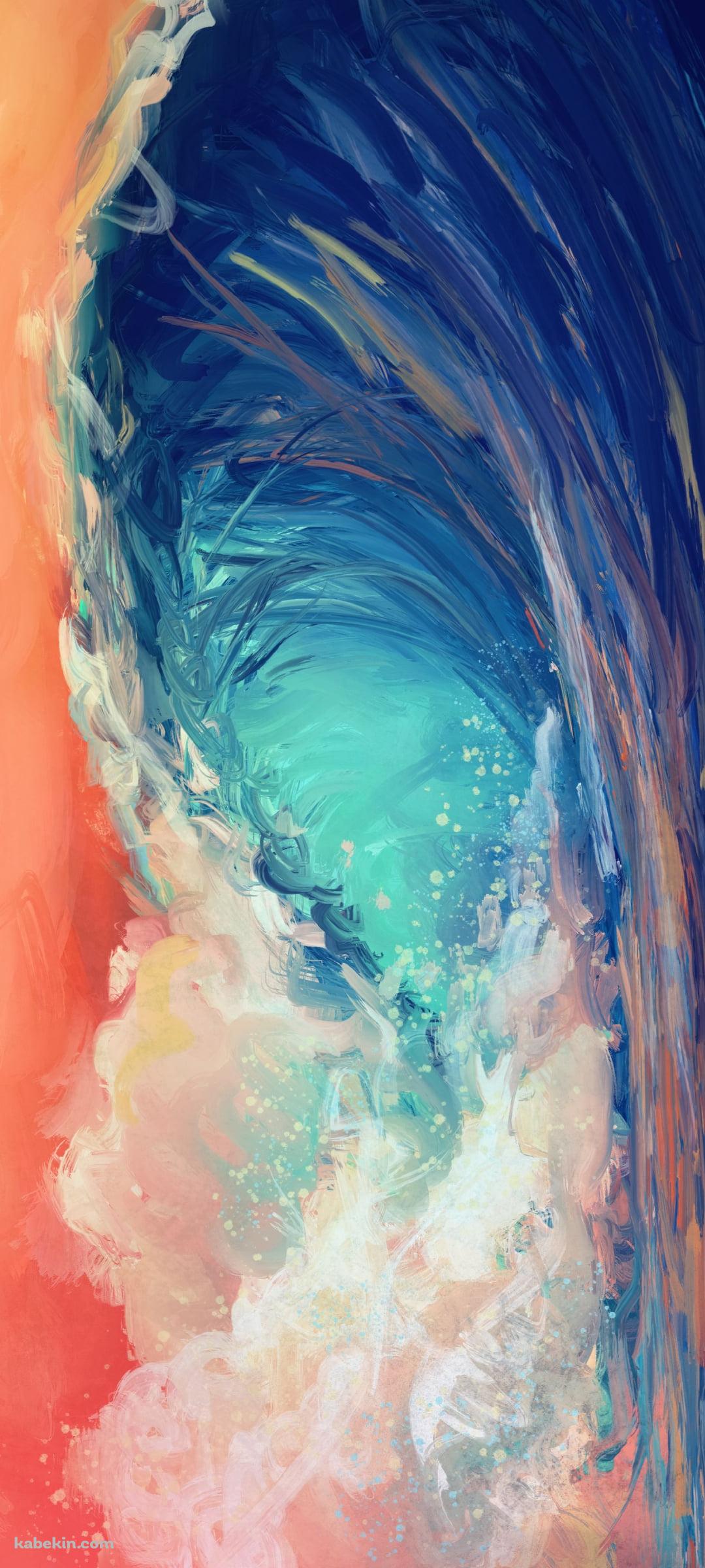 鮮やかなペンタッチで描かれた波 / 海のAndroidの壁紙(1080px x 2400px) スマホ用