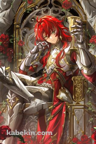 赤い薔薇と椅子に座るアルジェンティ / 崩壊:スターレイルのAndroidの壁紙(320px x 480px) スマホ用