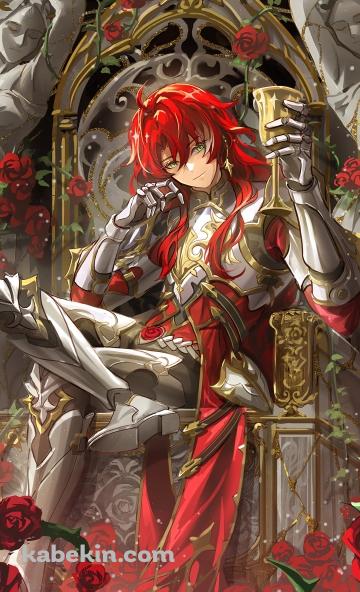 赤い薔薇と椅子に座るアルジェンティ / 崩壊:スターレイルのAndroidの壁紙(360px x 592px) スマホ用