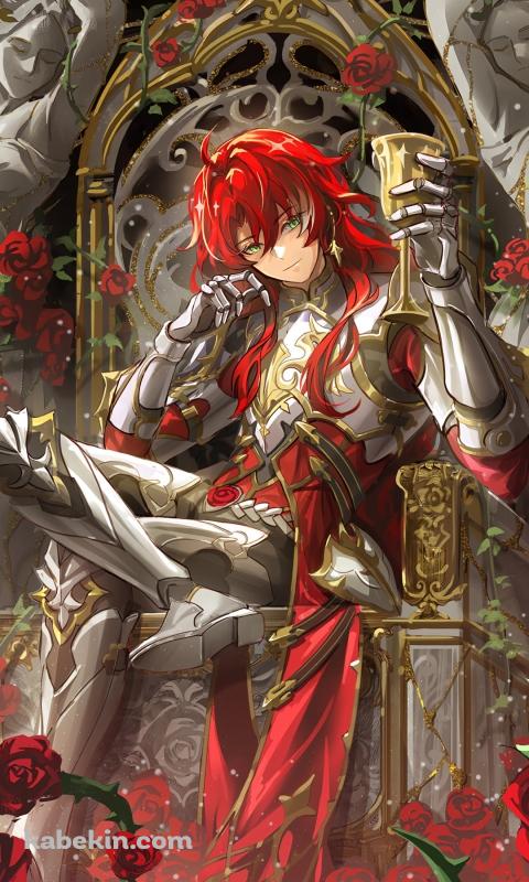 赤い薔薇と椅子に座るアルジェンティ / 崩壊:スターレイルのAndroidの壁紙(480px x 800px) スマホ用