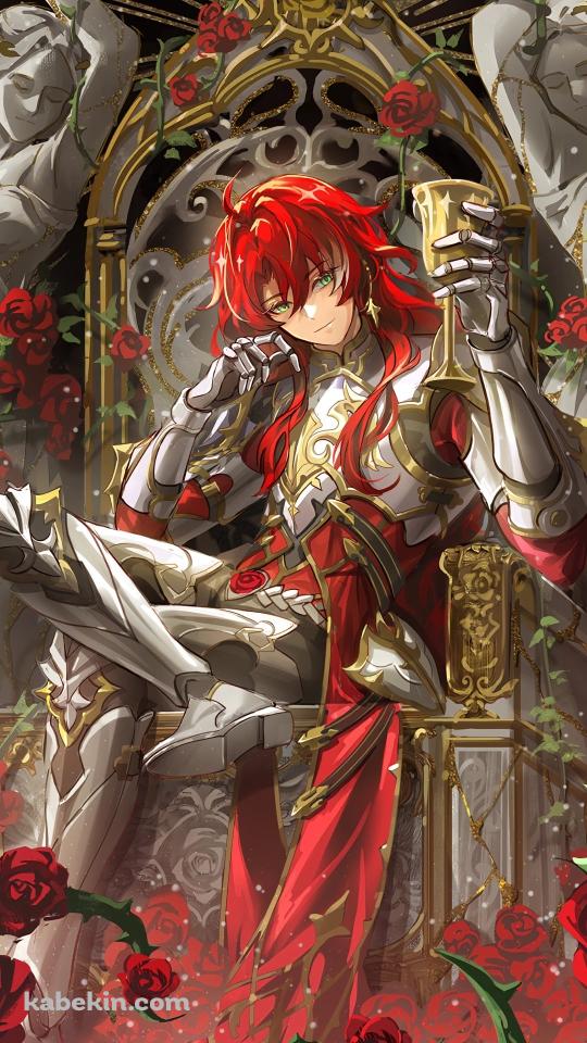 赤い薔薇と椅子に座るアルジェンティ / 崩壊:スターレイルのAndroidの壁紙(540px x 960px) スマホ用