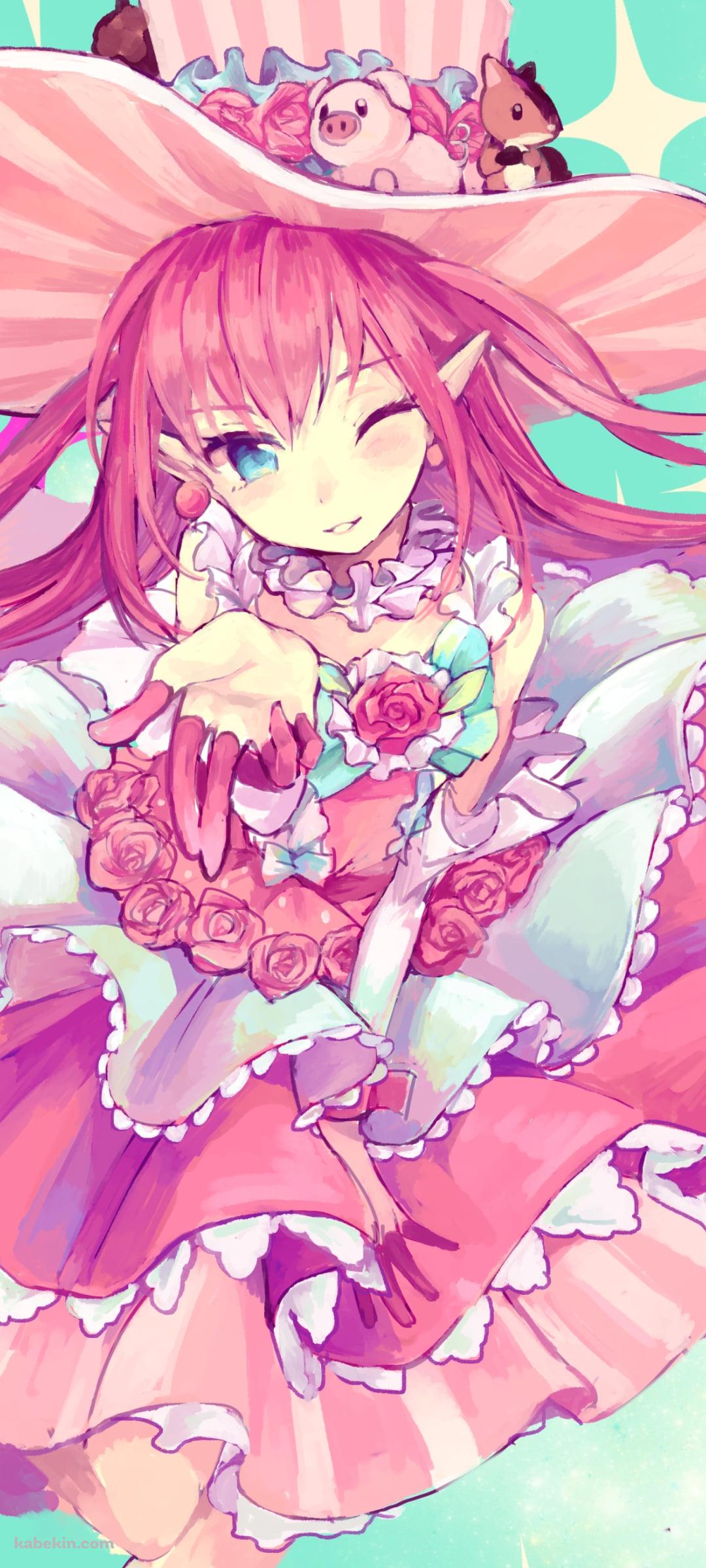 ピンクのドレスを着たエリザベート・バートリー / ウィンク / FateのAndroidの壁紙(1080px x 2400px) スマホ用