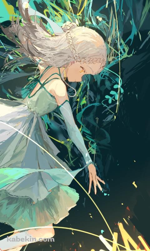 光に手を伸ばす緑のドレスを着た篠澤広 / 学園アイドルマスターのAndroidの壁紙(480px x 800px) スマホ用