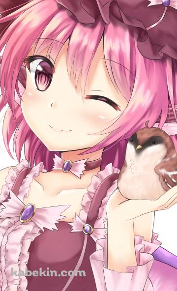 雀を手にのせたミスティア・ローレライ / 東方のAndroidの壁紙(360px x 592px) スマホ用