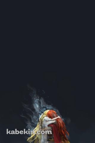 暗闇で抱き合うミケラの刃マレニア / エルデンリングのAndroidの壁紙(320px x 480px) スマホ用