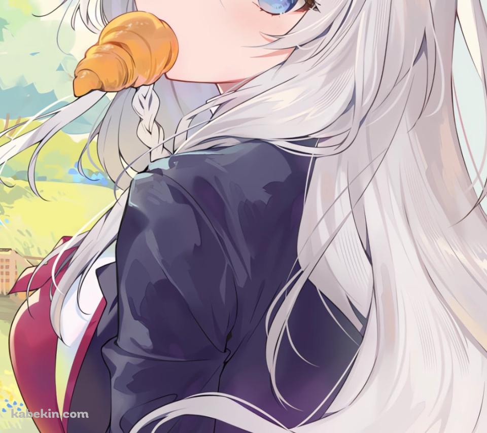 クロワッサンを咥えて振り返るイレイナ / 魔女の旅々のAndroidの壁紙(960px x 854px) スマホ用