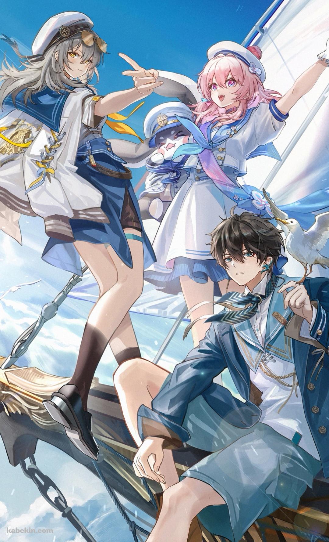 空飛ぶ船に乗る丹恒と星と三月七とパム / 崩壊:スターレイルのAndroidの壁紙(1080px x 1776px) スマホ用