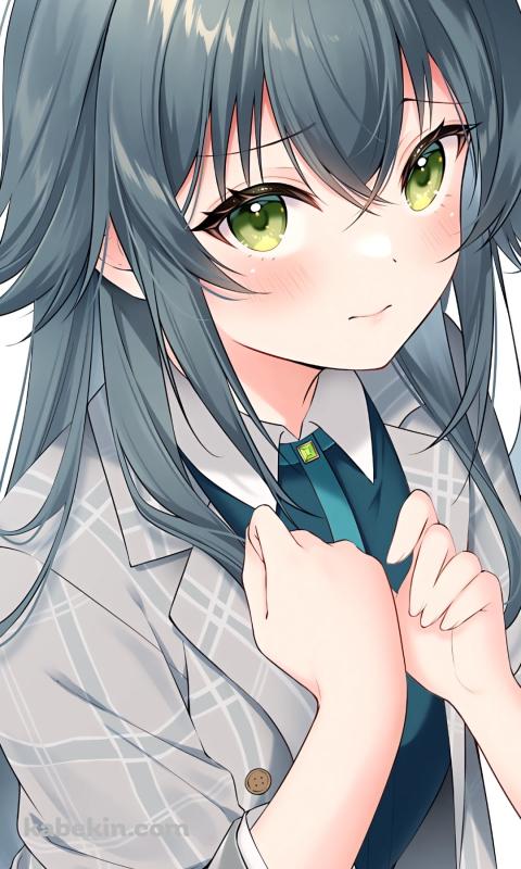 灰色のスーツを着た月村手毬 / 学園アイドルマスターのAndroidの壁紙(480px x 800px) スマホ用