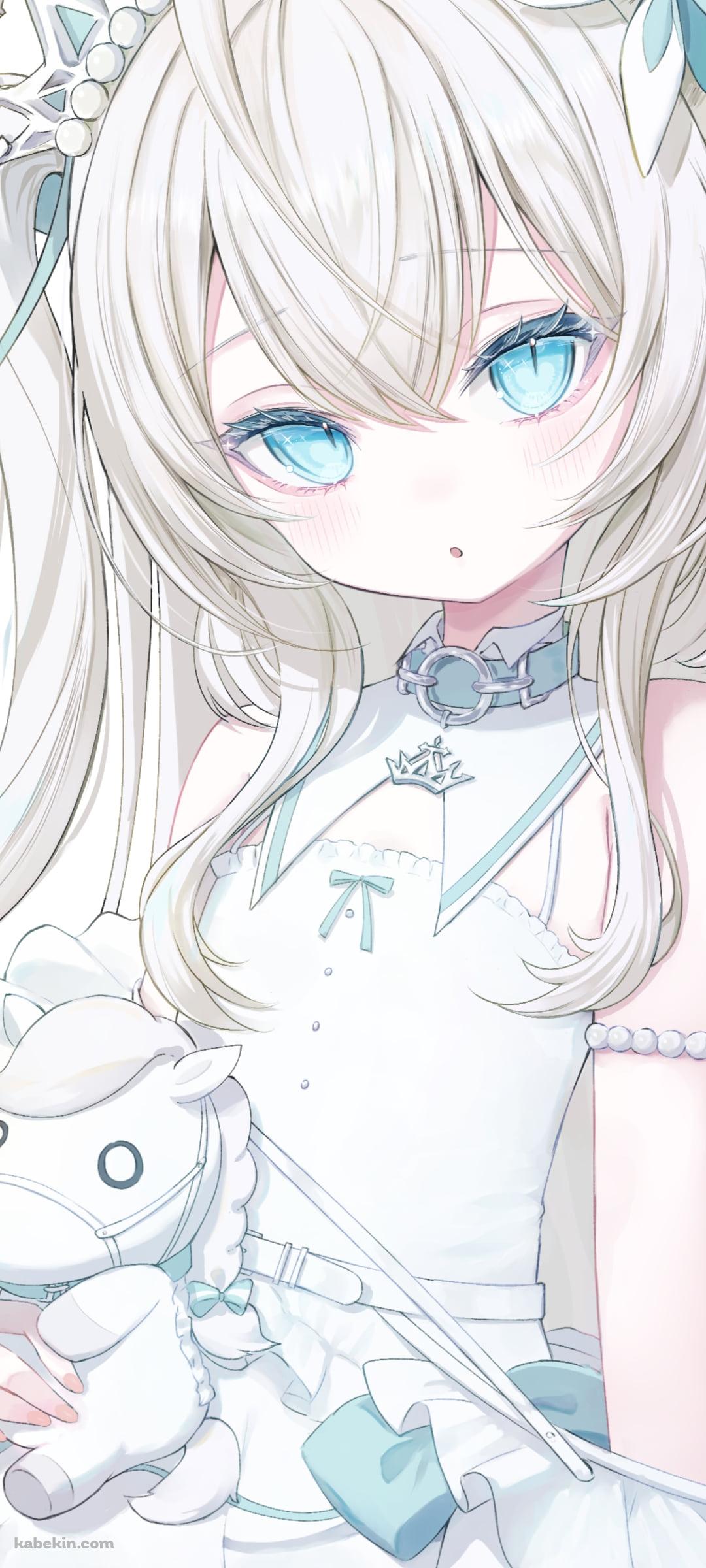 馬のぬいぐるみを持つpetr petrichor / バーチャルYouTuberのAndroidの壁紙(1080px x 2400px) スマホ用