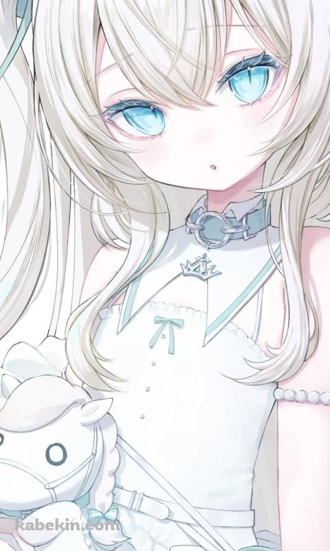 馬のぬいぐるみを持つpetr petrichor / バーチャルYouTuberのAndroidの壁紙(480px x 800px) スマホ用