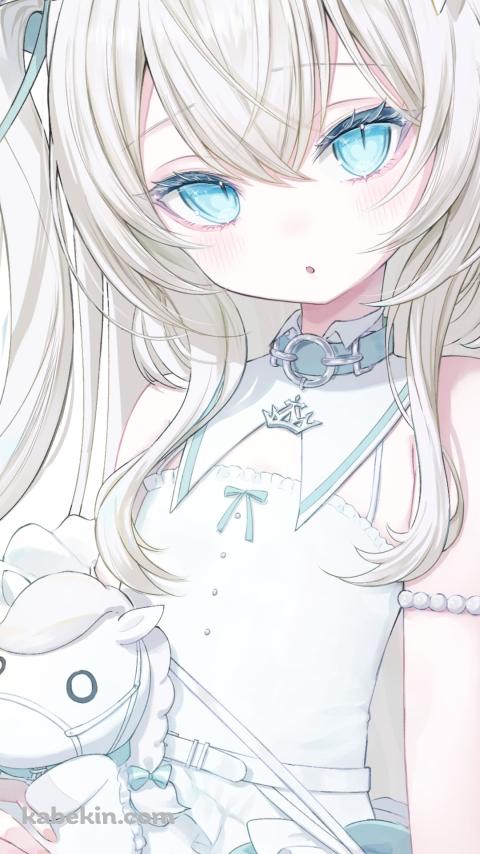 馬のぬいぐるみを持つpetr petrichor / バーチャルYouTuberのAndroidの壁紙(480px x 854px) スマホ用