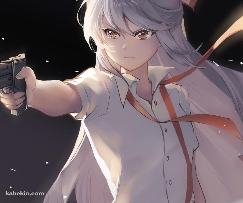 銃をかまえる藤原妹紅 / 東方のAndroidの壁紙(960px x 800px) スマホ用