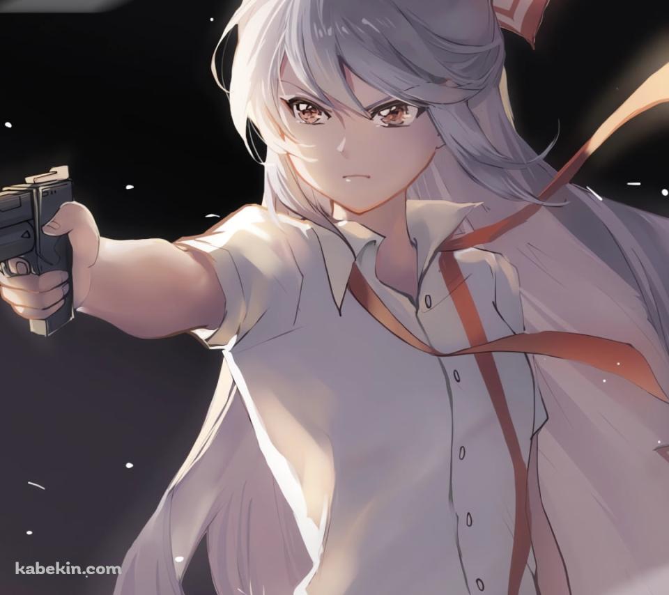 銃をかまえる藤原妹紅 / 東方のAndroidの壁紙(960px x 854px) スマホ用