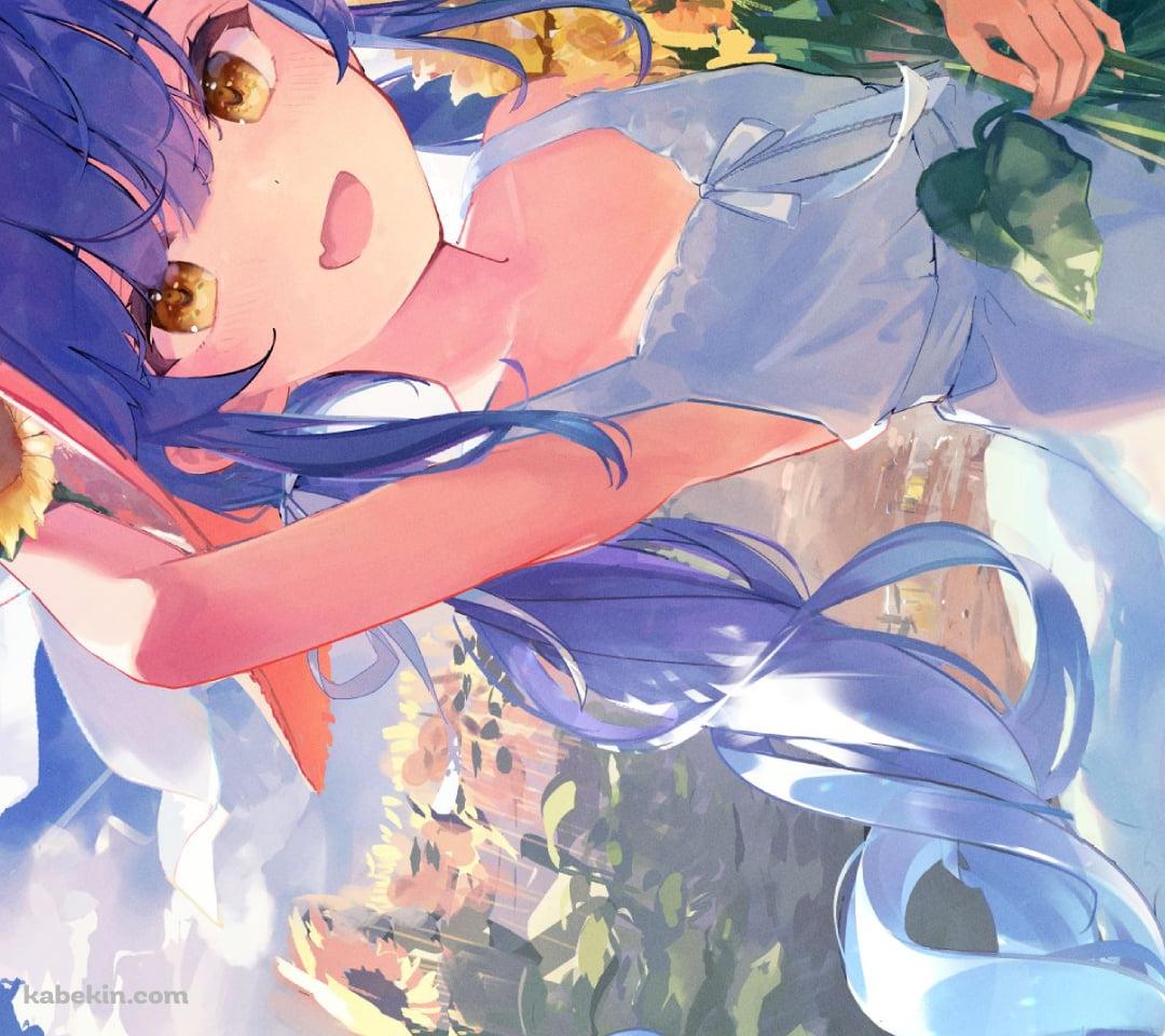 向日葵を持つ麦わら帽子をかぶった天宮こころ / にじさんじ / バーチャルYouTuberのAndroidの壁紙(1080px x 960px) スマホ用