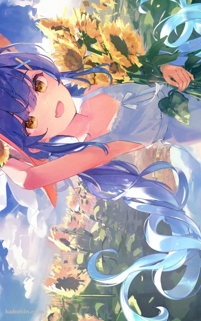 向日葵を持つ麦わら帽子をかぶった天宮こころ / にじさんじ / バーチャルYouTuberのAndroidの壁紙(800px x 1280px) スマホ用