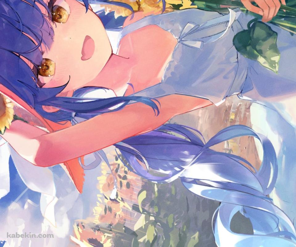 向日葵を持つ麦わら帽子をかぶった天宮こころ / にじさんじ / バーチャルYouTuberのAndroidの壁紙(960px x 800px) スマホ用