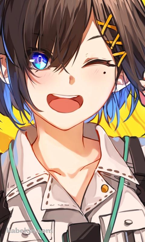 ウィンクするシスカ・レオンティン / バーチャルYouTuber / にじさんじ / Siska LeontyneのAndroidの壁紙(480px x 800px) スマホ用