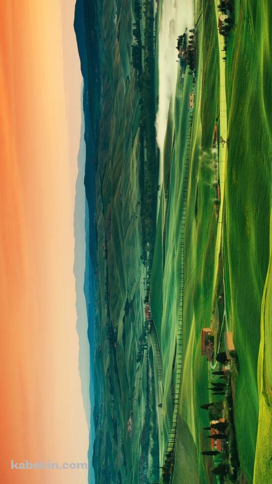 夕暮れと牧歌的風景のAndroidの壁紙(540px x 960px) スマホ用