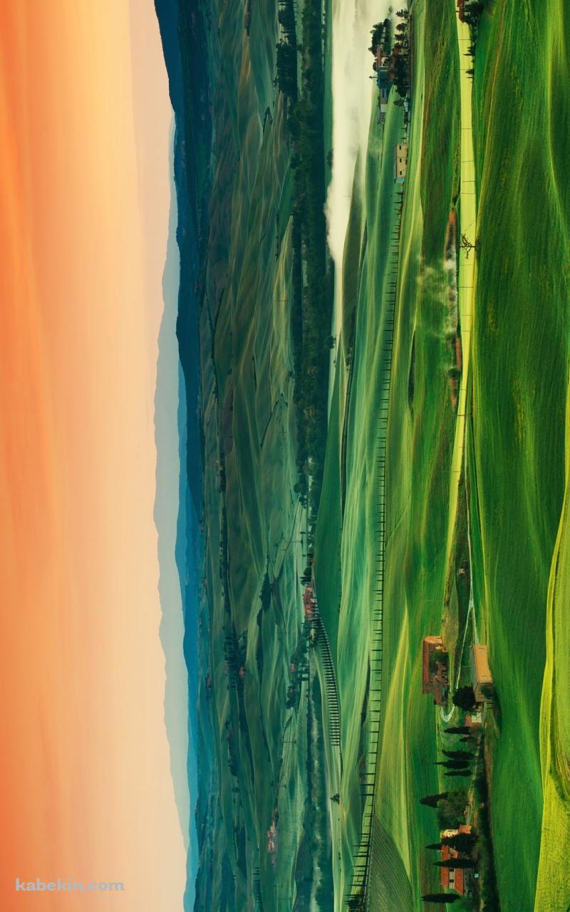夕暮れと牧歌的風景のAndroidの壁紙(800px x 1280px) スマホ用