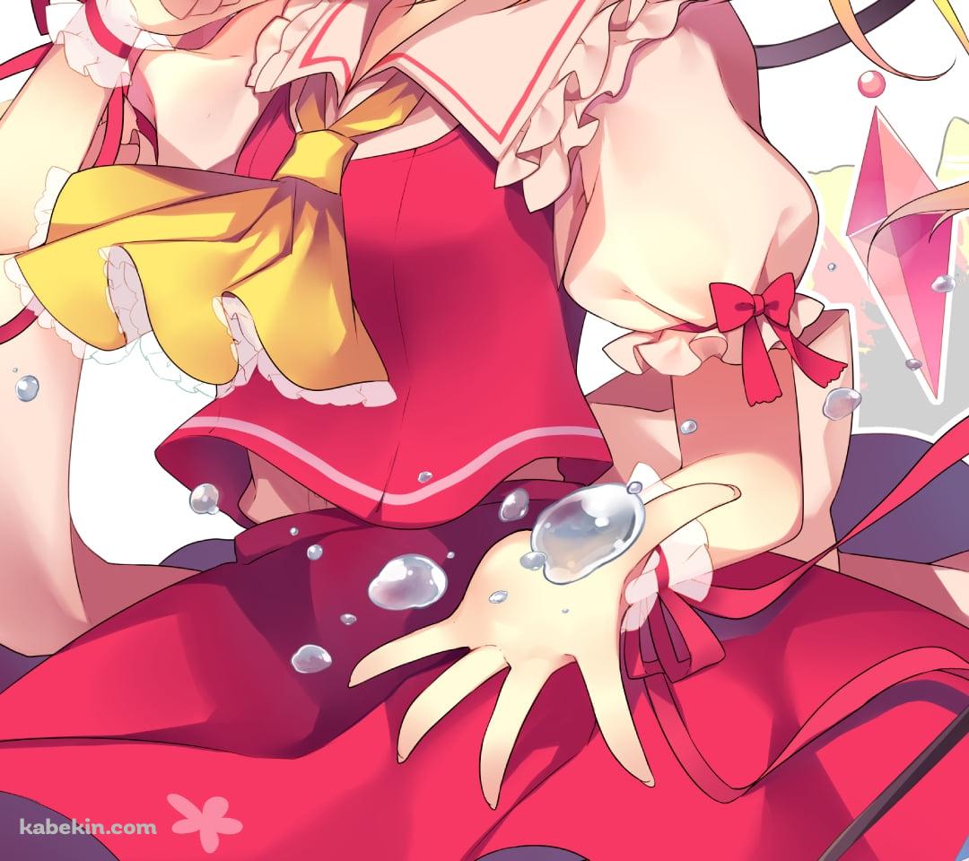 ウィンクする赤いドレスを着たフランドール・スカーレット / 東方のAndroidの壁紙(1080px x 960px) スマホ用