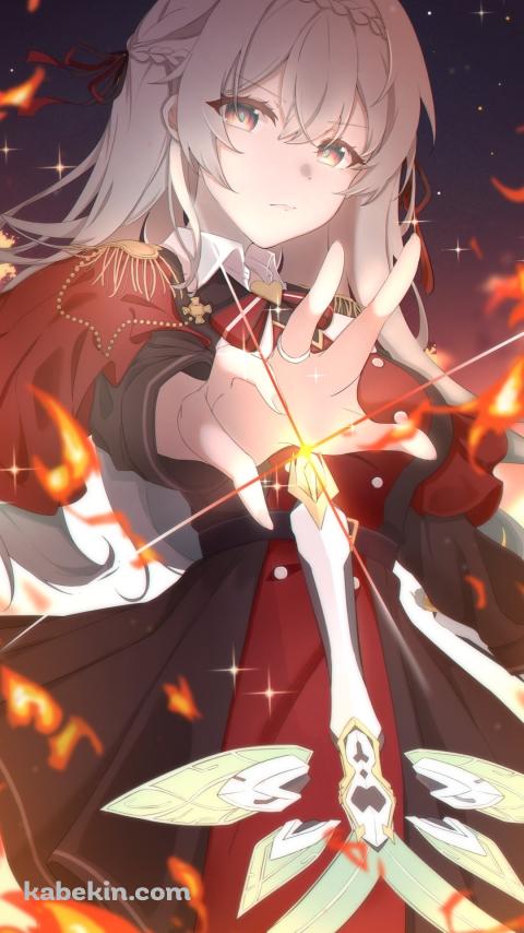 炎の中、魔法を詠唱するホタル / 崩壊:スターレイルのAndroidの壁紙(480px x 854px) スマホ用