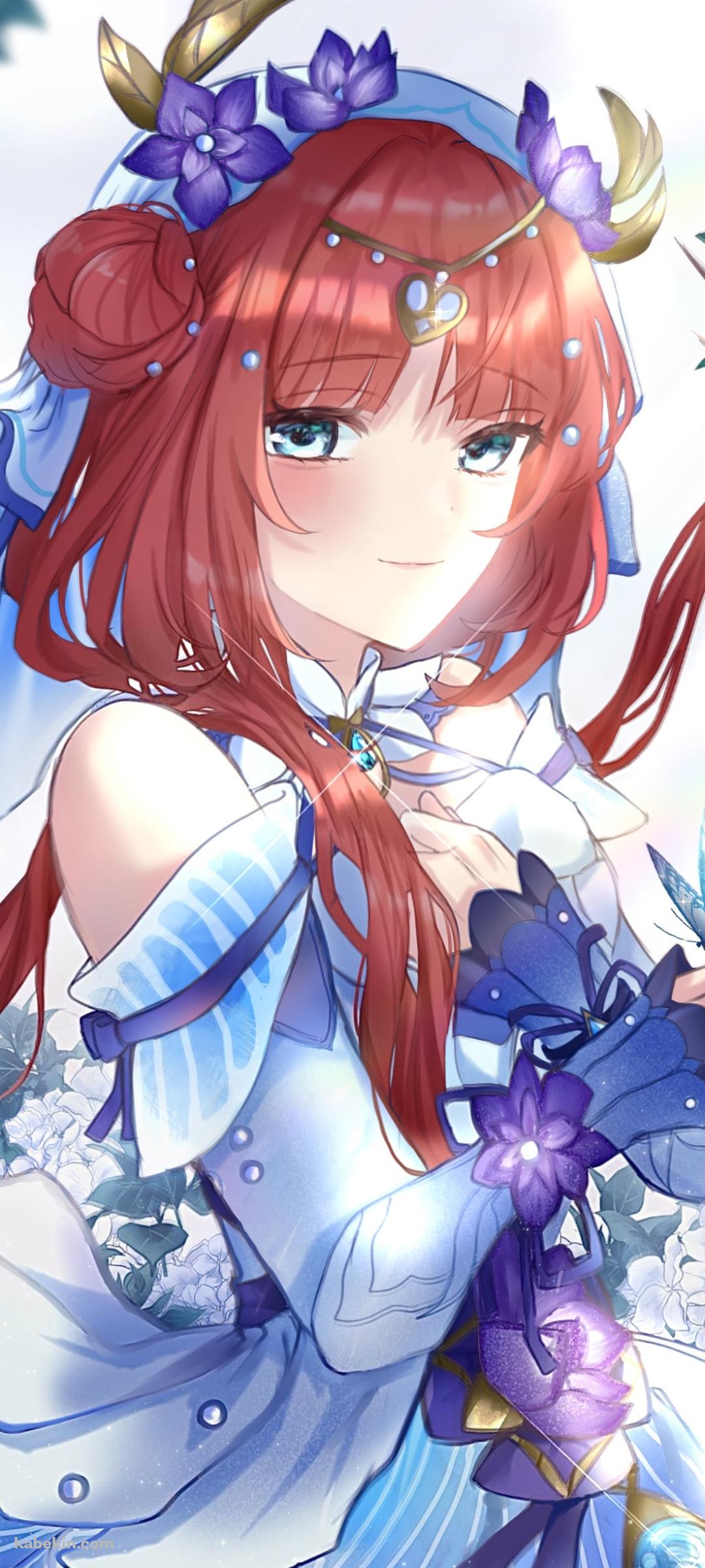 指に青い蝶がとまるニィロウ / 原神のAndroidの壁紙(1080px x 2400px) スマホ用
