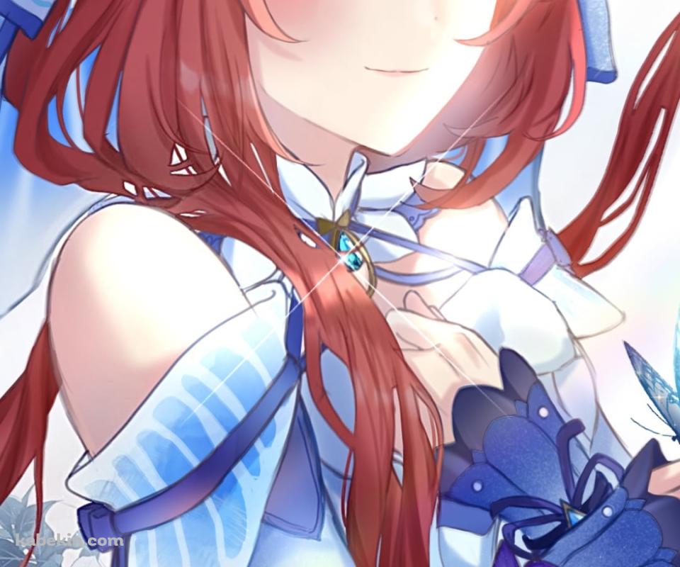 指に青い蝶がとまるニィロウ / 原神のAndroidの壁紙(960px x 800px) スマホ用
